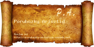 Porubszky Arisztid névjegykártya